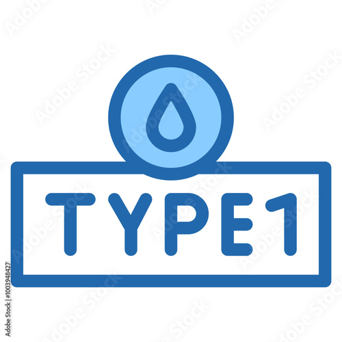 Vector Icon Type 1, Type, Diabetes Type, Type 2, Blood, Drop
