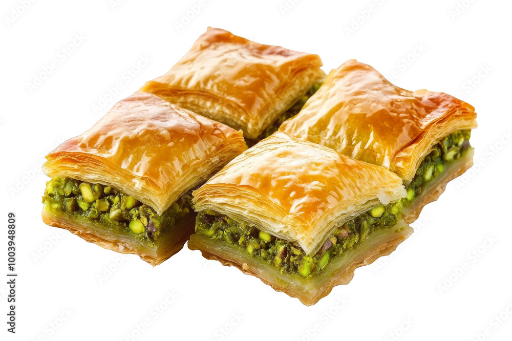 Baklava with pistachios on transparent background Baklava with pistachios on transparent background