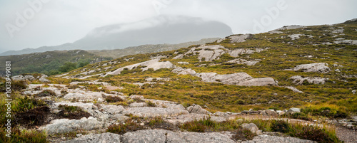 Overcast and grey on An Aird footpath, Shieldaig, Scotland. photo