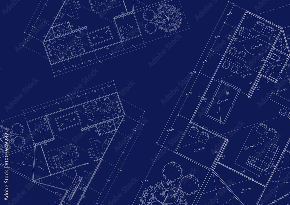 Floor plan designed building on the drawing. Floor plan designed building on the drawing.