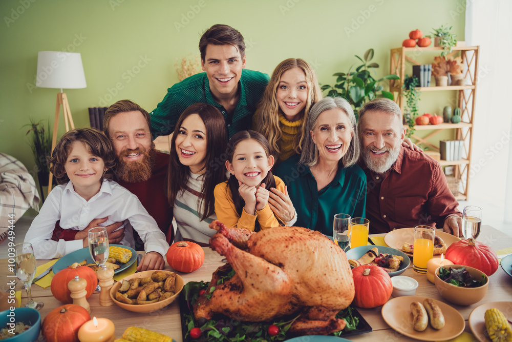 Portrait of people christians celebrating thanksgiving day blessing time traditional feast big family indoors room home Portrait of people christians celebrating thanksgiving day blessing time traditional feast big family indoors room home
