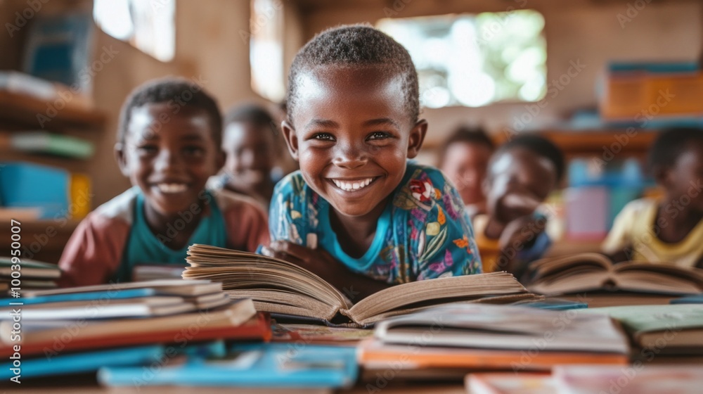 A group of children are sitting on the floor with books in front of them A group of children are sitting on the floor with books in front of them