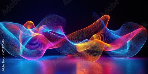 a colorful light painting on a black background