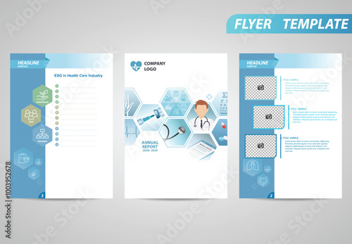 Medical Flyer Template Brochure Modern A4 Design with empty space for photo. Suitable for corporate annual report and prospectus