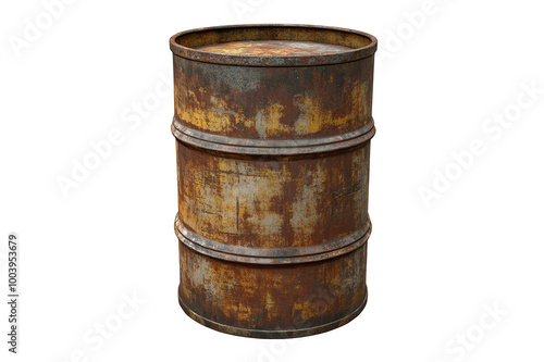 Metal barrel for oil on a transparent background