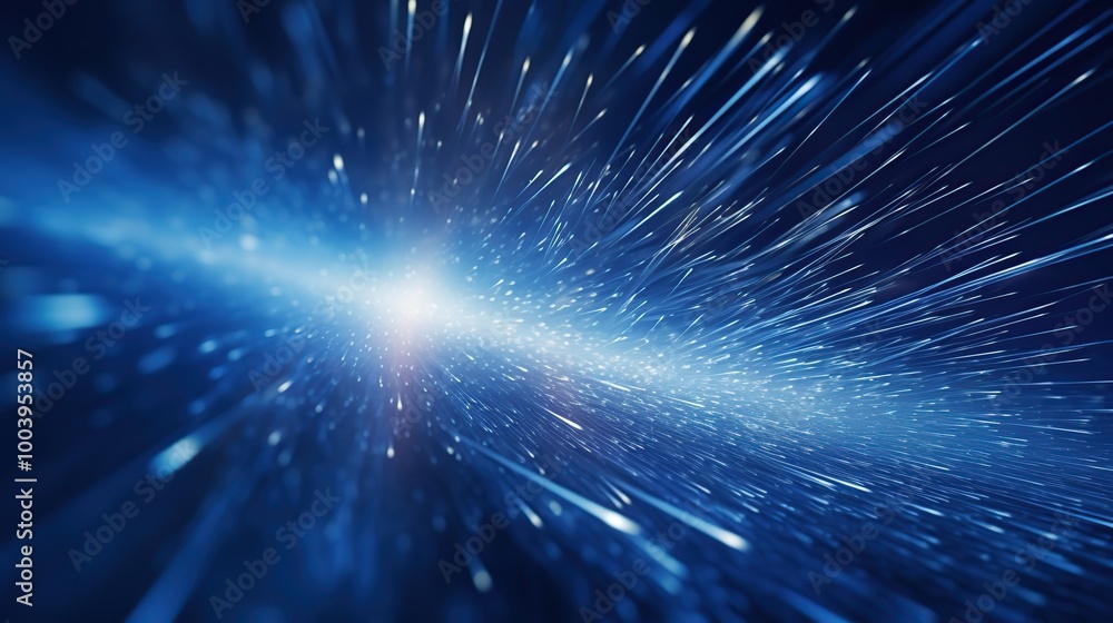 Fototapeta premium Abstract blue background with glowing light streaks, futuristic, space, technology, speed, motion, energy, travel, digital