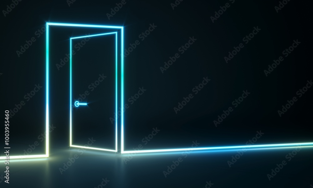 Abstract neon shapes hologram led laser door Abstract neon shapes hologram led laser door