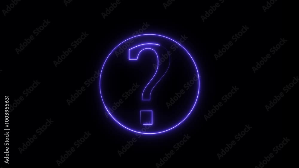 question mark neon animated on black background. question mark neon animated on black background.