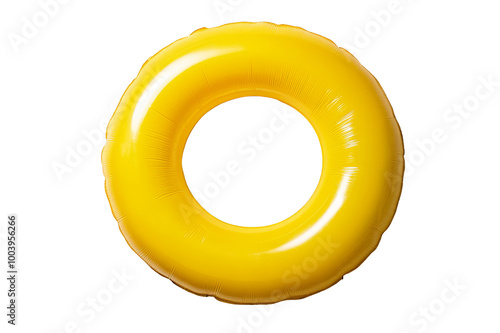 Yellow inflatable swimming ring on transparent background