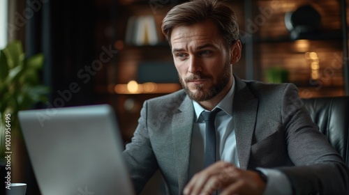 Businessman Working on Laptop