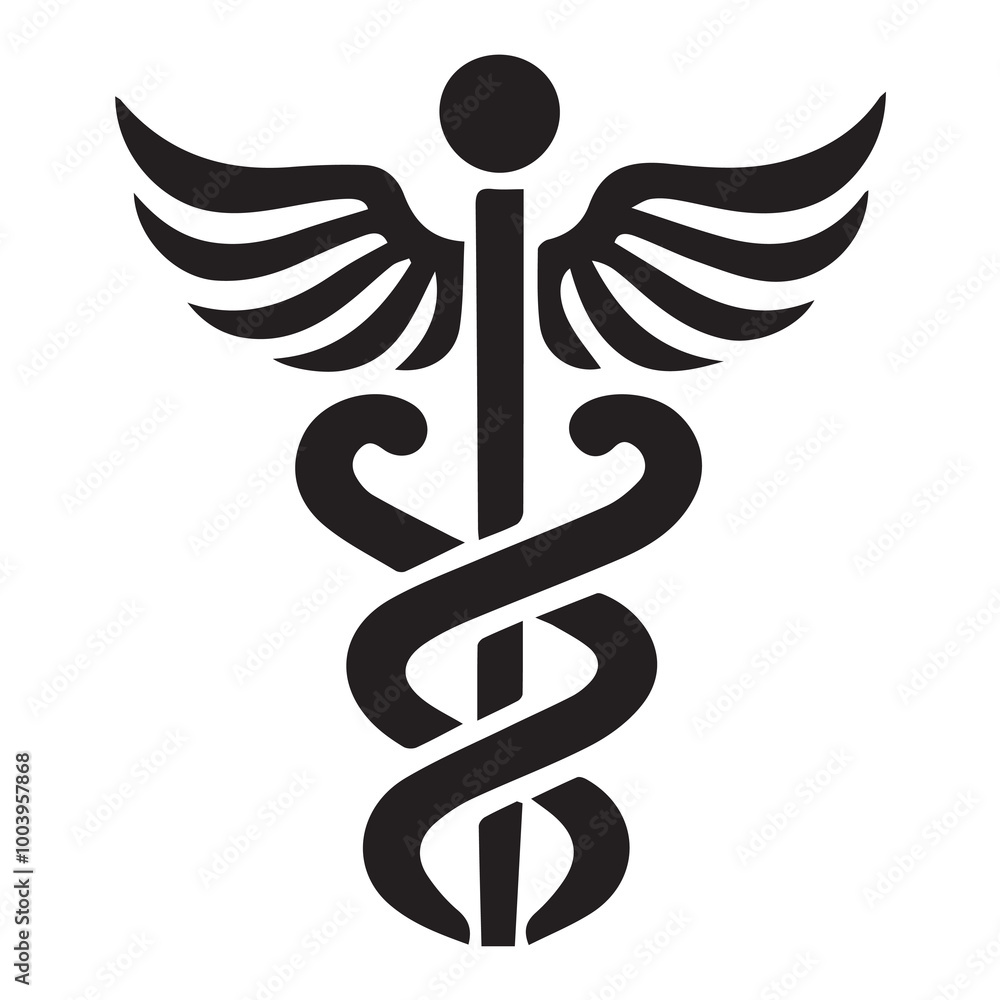 Caduceus silhouette Design - paramedic clipart vector illustration
