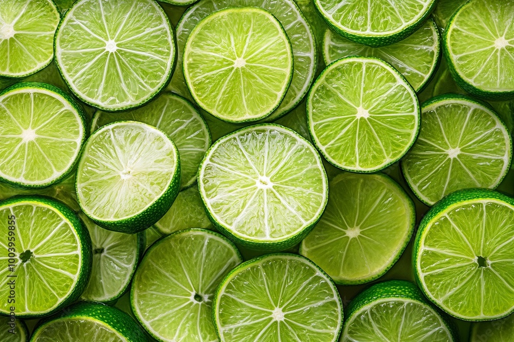 Fresh juicy lime slices as background, top view .generative ai Fresh juicy lime slices as background, top view .generative ai