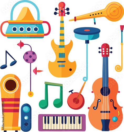 A set of musical instrument icons vector illustration on white or transparent background