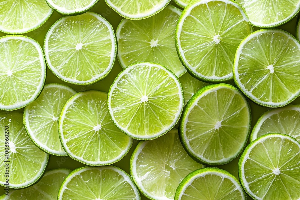Fresh juicy lime slices as background, top view .generative ai Fresh juicy lime slices as background, top view .generative ai