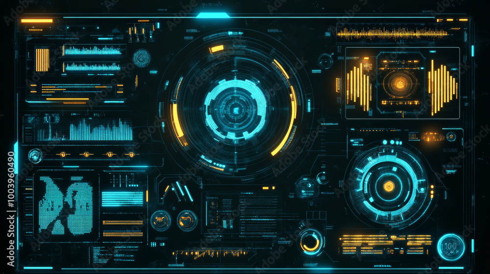 HUD elements mega set pack featuring a dashboard display for virtual reality technology screens. Futuristic user interface HUD elements mega set pack featuring a dashboard display for virtual reality technology screens. Futuristic user interface