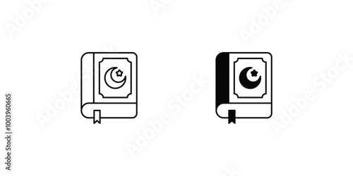 quran set icon with white background vector stock illustration
