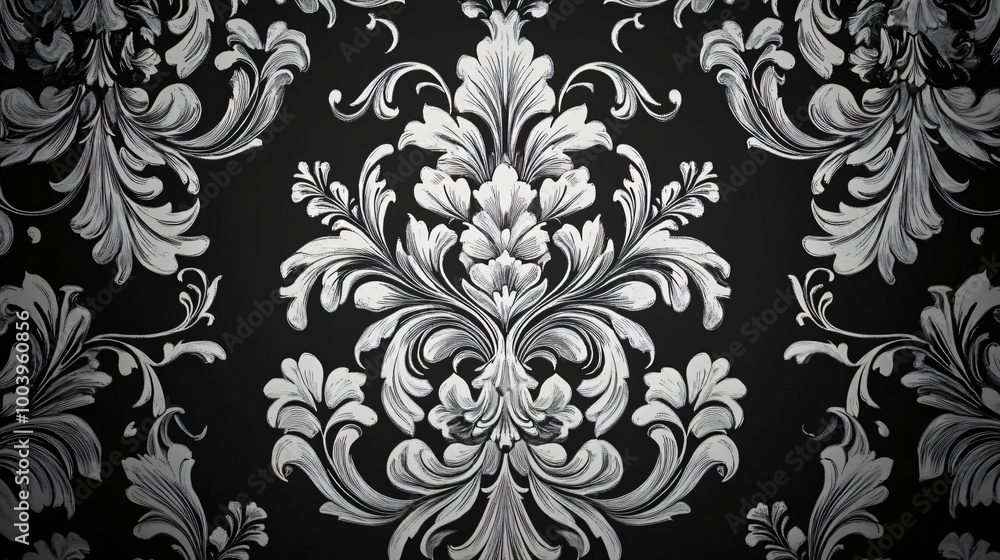 Fototapeta premium An elegant damask pattern with intricate designs.An elegant damask pattern with intricate designs.
