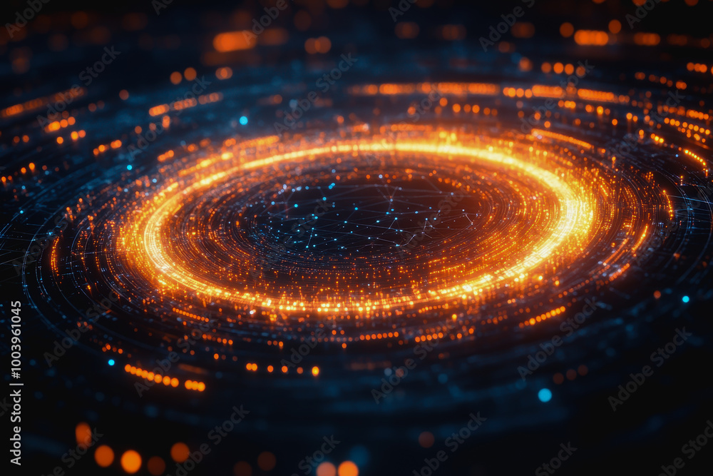 Futuristic space vortex with glowing tech elements Futuristic space vortex with glowing tech elements