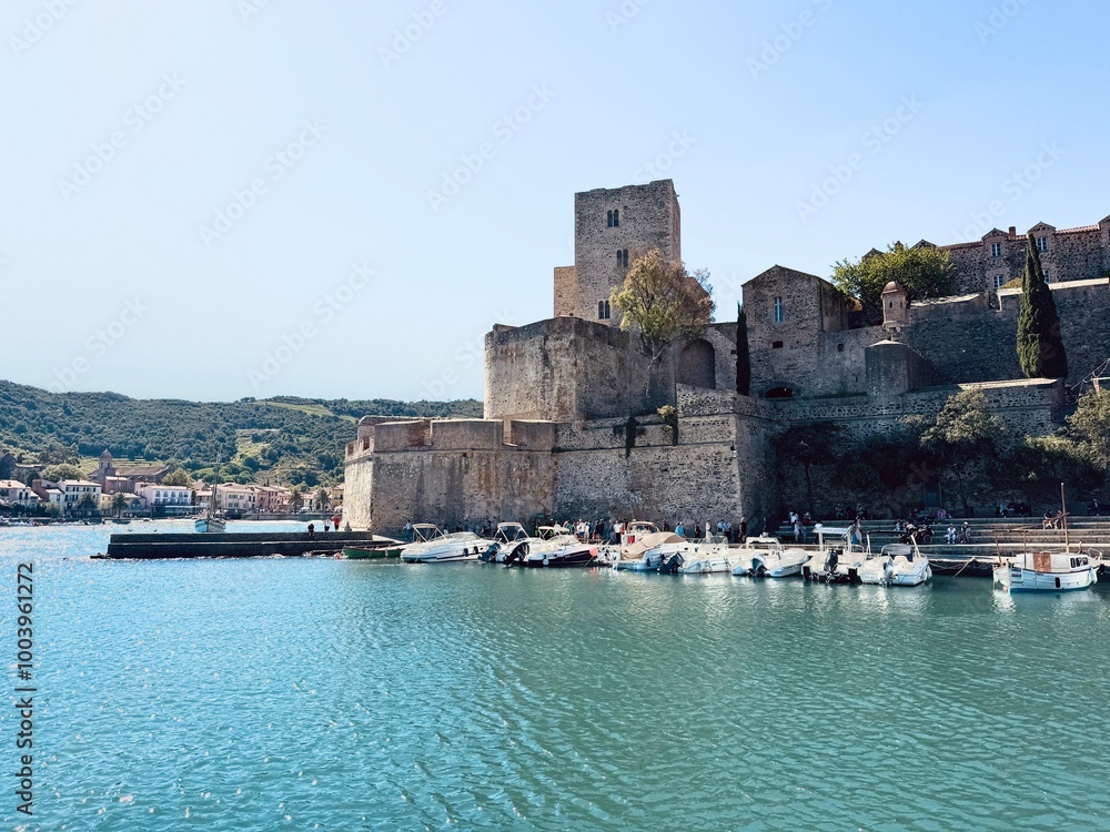 Coastal view of the village of Collioure.
Coastal view of the village of Collioure.