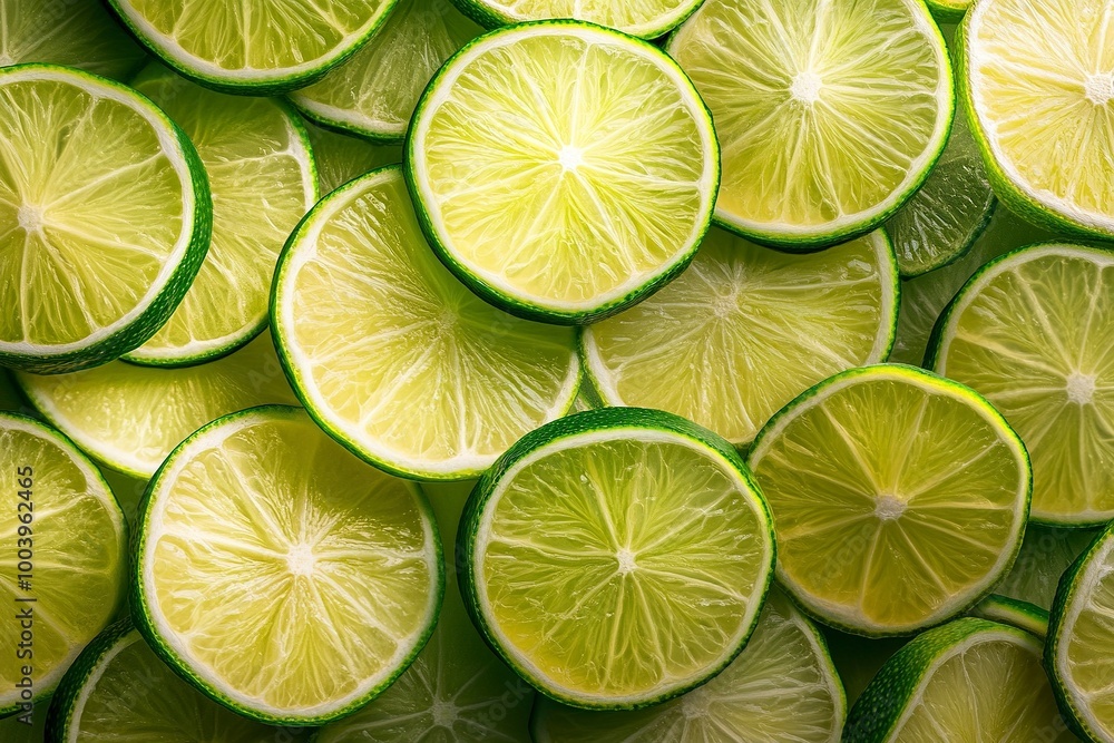 Fresh juicy lime slices as background, top view .generative ai Fresh juicy lime slices as background, top view .generative ai