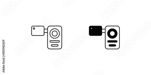 cam recorder set icon with white background vector stock illustration
