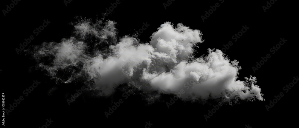 Isolated swirl of smoke on a black background. Dark banner with steam or fog, haze, grey cloud. Generative ai Isolated swirl of smoke on a black background. Dark banner with steam or fog, haze, grey cloud. Generative ai