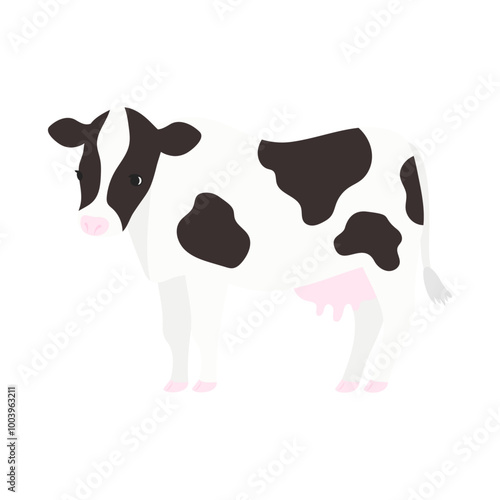 ホルスタイン種の乳牛。フラットなベクターイラスト。
Holstein dairy cow. Flat vector illustration.