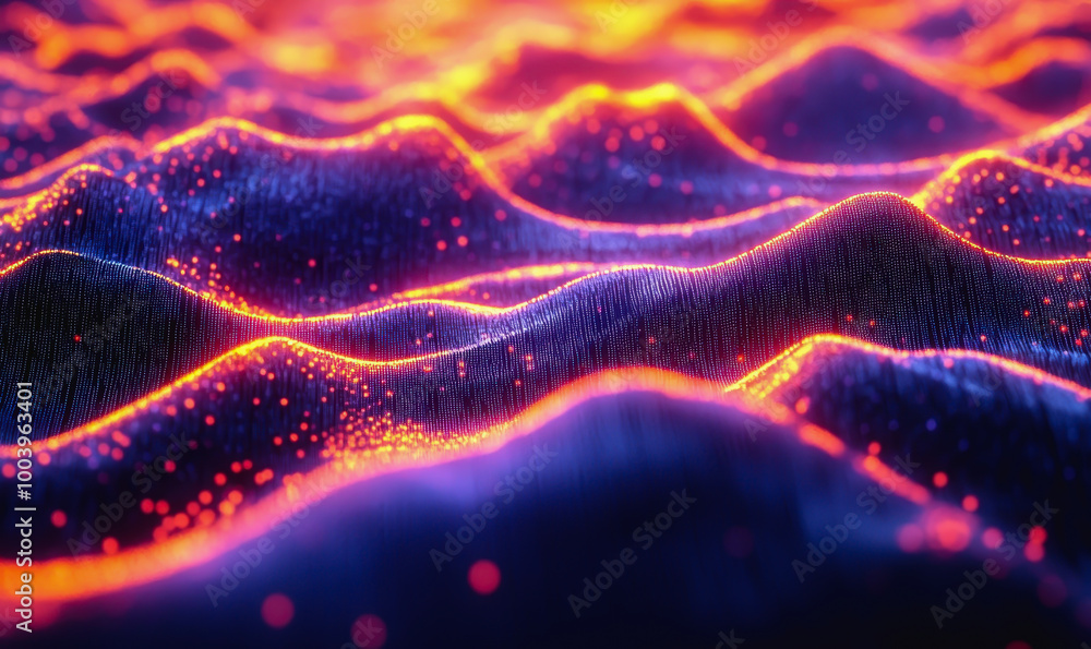 Futuristic neon waves and glowing particles in a surreal, cosmic dreamscape of digital energy Futuristic neon waves and glowing particles in a surreal, cosmic dreamscape of digital energy