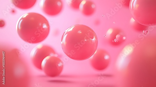 Abstraction for advertising. Pink balls on a pink background. 3d rendering illustration. 