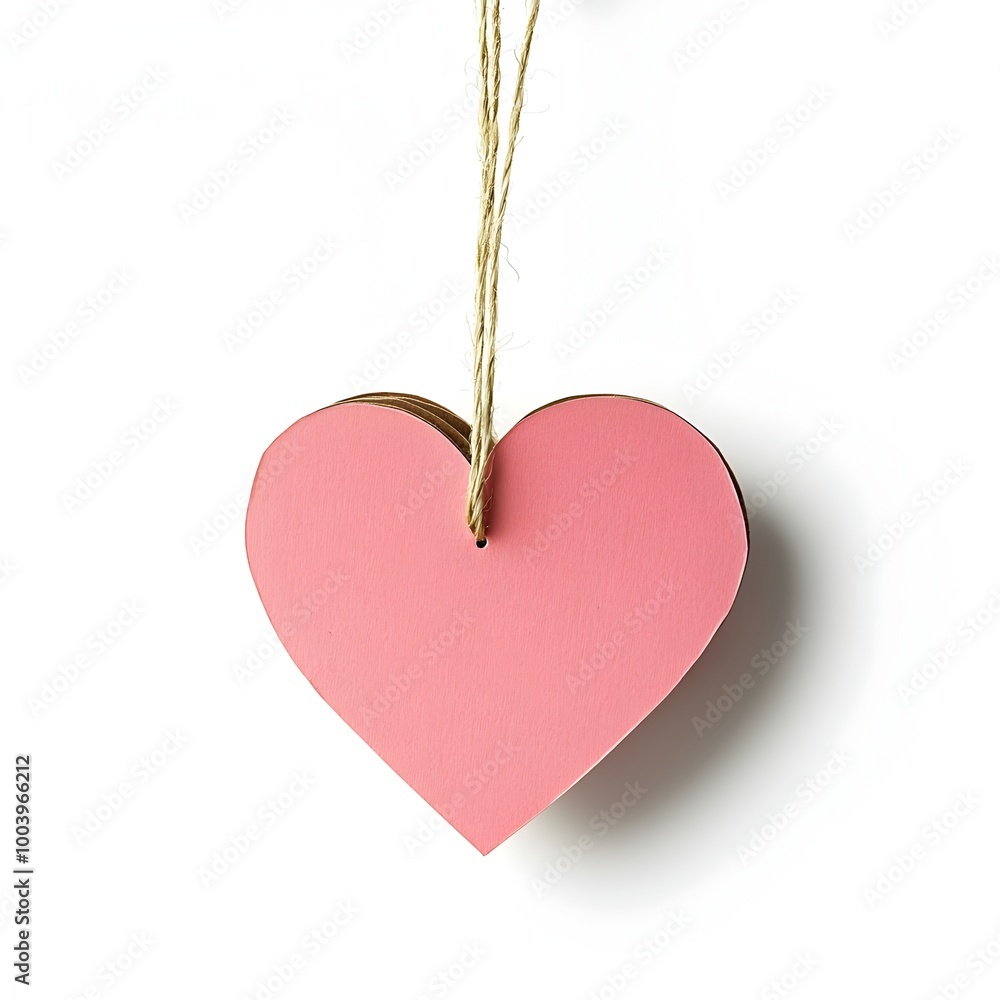 Hanging Paper Heart on White Background Hanging Paper Heart on White Background
