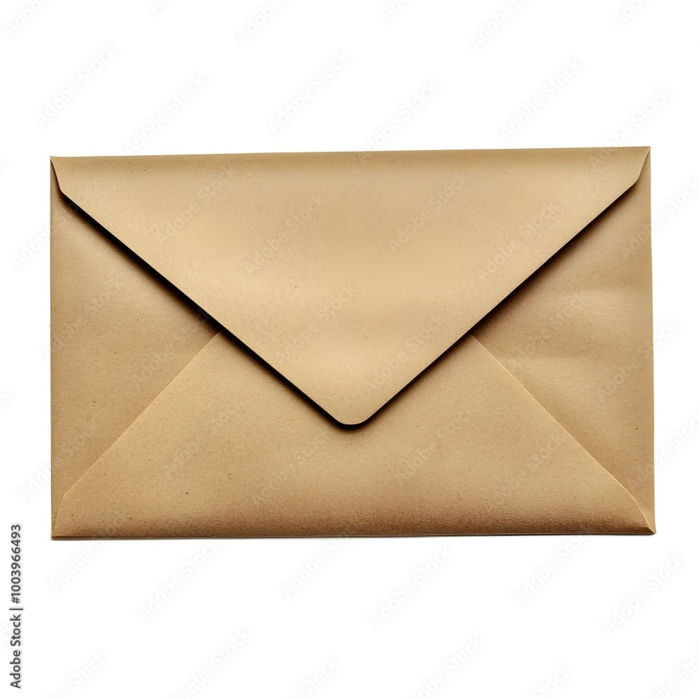 Kraft Paper Envelope with Minimalistic Design on White Background Kraft Paper Envelope with Minimalistic Design on White Background