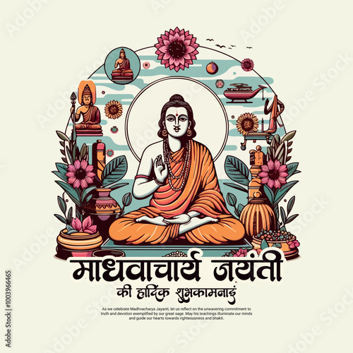 Shri madhvacharya Jayanti social media post banner template
 photo