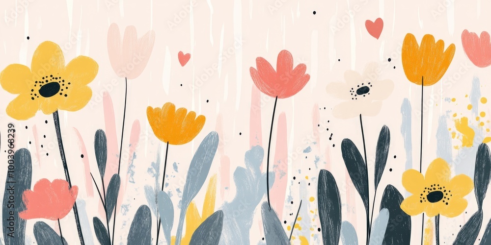 Vibrant floral field on canvas Vibrant floral field on canvas