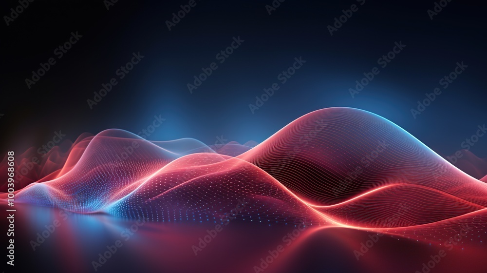 Fototapeta premium Abstract Red and Blue Neon Light Landscape