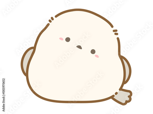 シマエナガのかわいいイラスト、冬の野鳥のベクターイラスト素材02