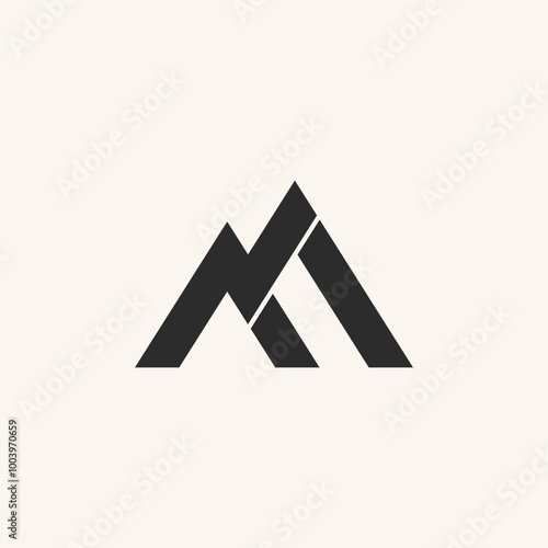 letter m mountain line monogram logo vector