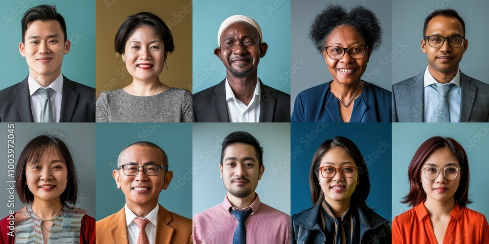 Fototapeta premium A portrait series of co-worker from various background, showcasing cultural diversity.