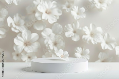 Product podium backdrop flower petal plant.