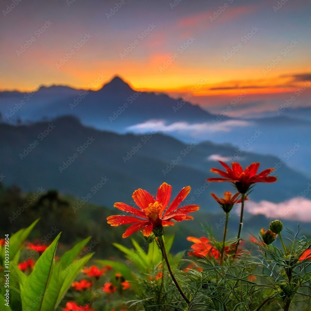 Picturesque Dusk: A Stunning View of the Sunset Landscape Picturesque Dusk: A Stunning View of the Sunset Landscape