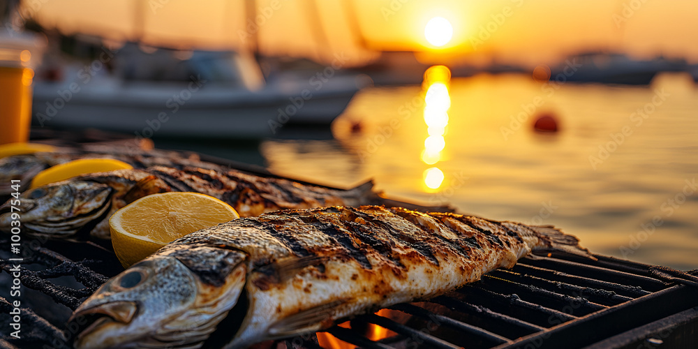 Obraz premium Sunset Grilled Fish