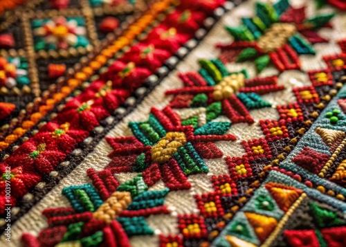 Vibrant Tatreez Embroidery in Macro Photography