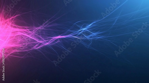 Abstract representation of data traveling as pulses of light through fiber optic cables, with a gradient from pink to blue