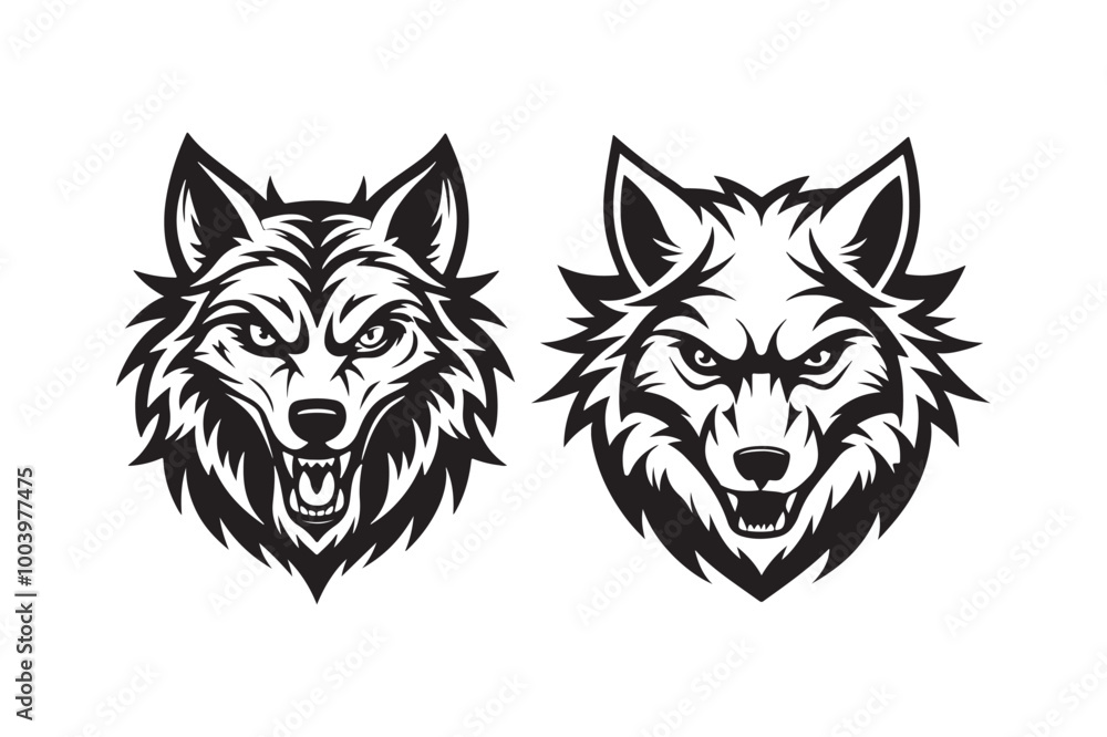 Angry Wolf Head Silhouette Vector Illustration Angry Wolf Head Silhouette Vector Illustration