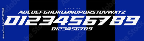 Speed driven sans serif, futuristic angles, bold geometric sports font for fast logos, dynamic headlines, automotive branding, jersey numbers, team merchandise. Vector typeset