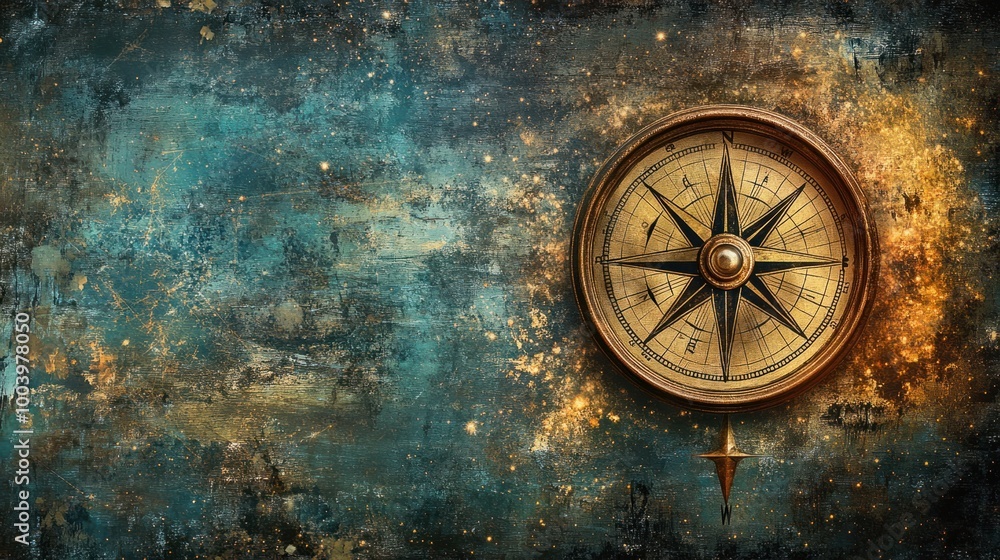 An artistic representation of a star chart combined with a compass, symbolizing exploration and discovery of the night sky An artistic representation of a star chart combined with a compass, symbolizing exploration and discovery of the night sky