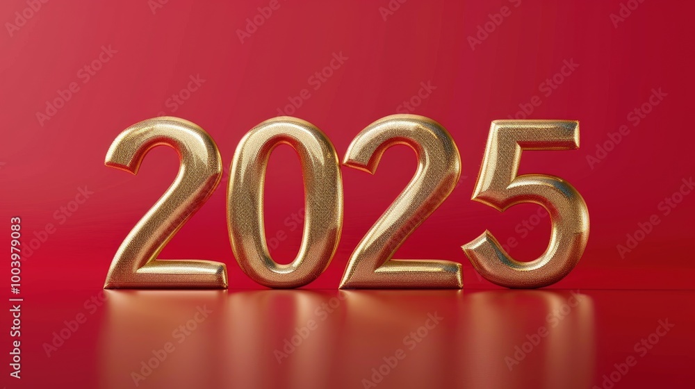 2025 happy new year, luxury gold number of 2025 on red background. 2025 happy new year, luxury gold number of 2025 on red background.
