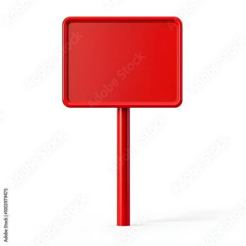 Blank Red Plastic Signpost on White Background