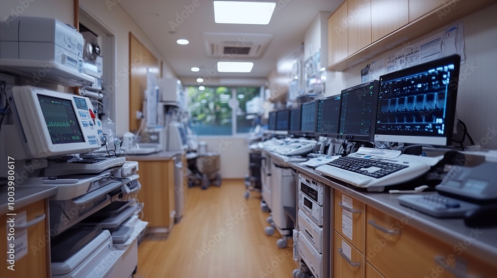 Medical Equipment and Monitors in a Hospital Room Medical Equipment and Monitors in a Hospital Room