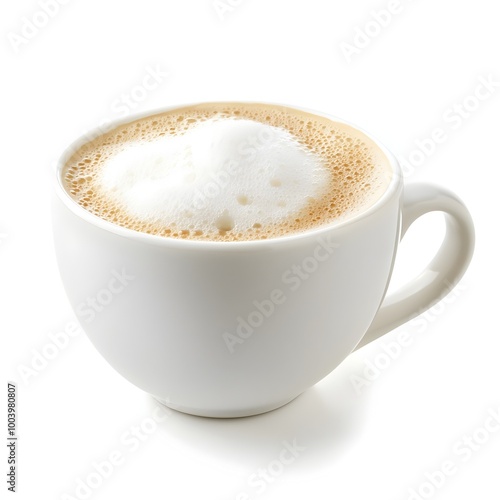 Freshly Brewed Cappuccino with Creamy Milk Foam in White Cup