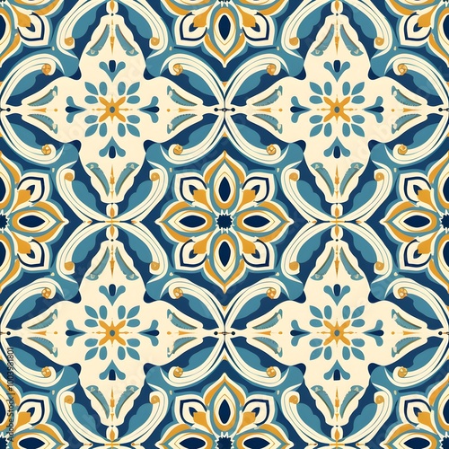 Ornament Floral Tile Mosaic Pattern.